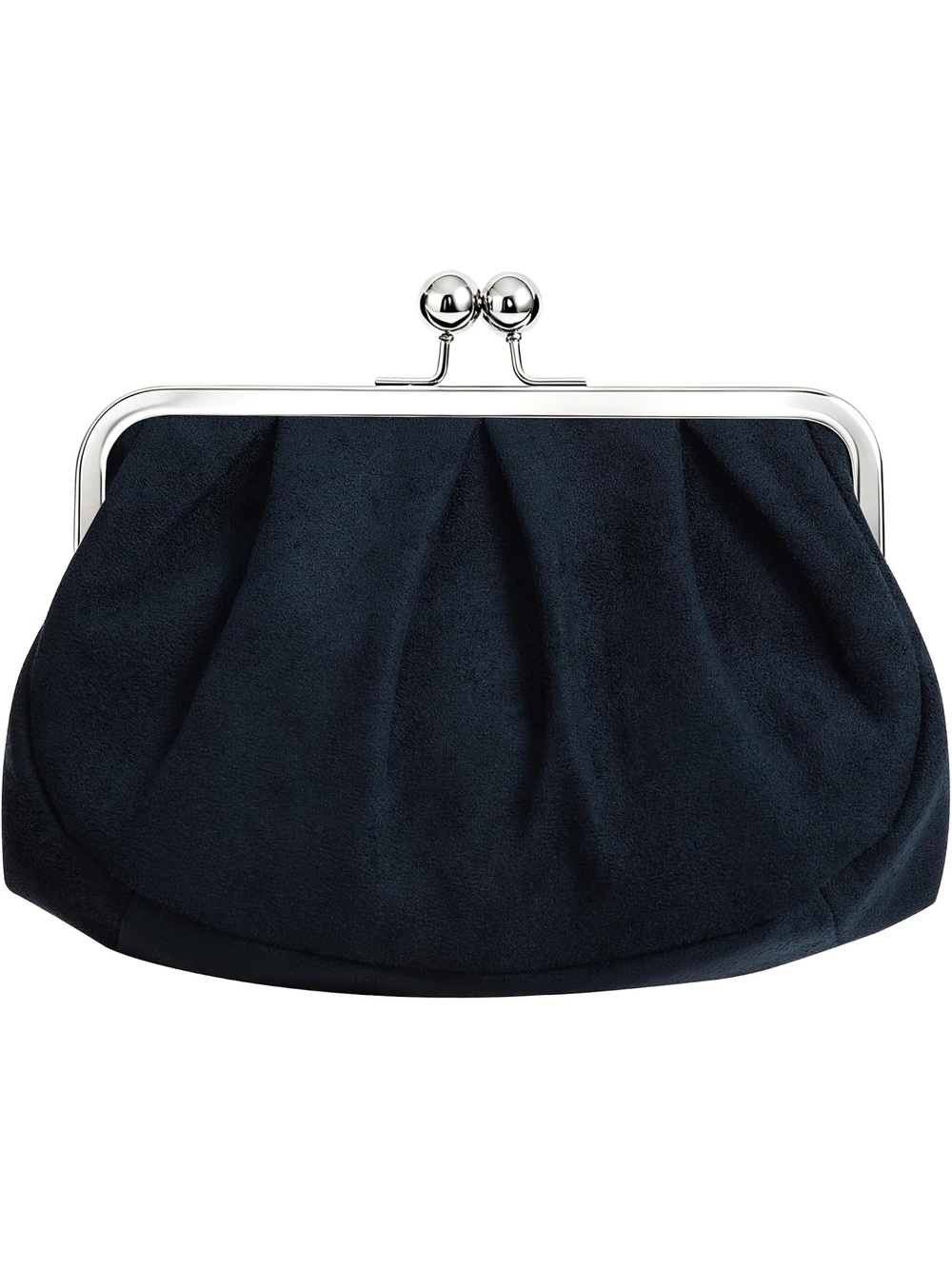 〽️ Women's Navy Faux Suede Clutch Purses Kiss Lock Chain Strap Evening Bag